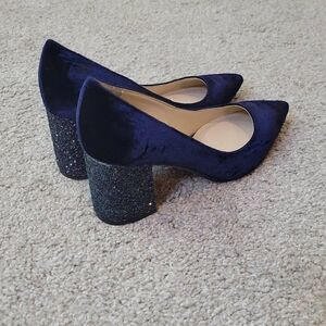 Marc Fisher Zack Velvet Pump Glitter Block Heel Size 5